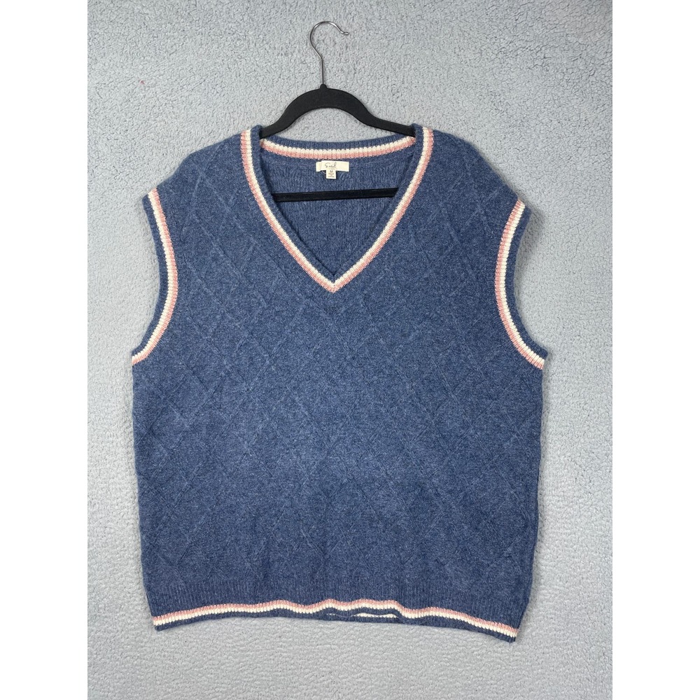 Easel Womens Size M Oversized Boxy Sweater Vest Blue